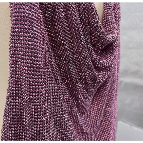 Meshki Meilani Low Back Diamante Mesh Dress Pink Small - Picture 9 of 9